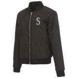 SEATTLE MARINERS JH DESIGN REVERSIBLE WOMEN FLEECE JACKET - BLACK