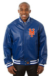 NEW YORK METS FULL LEATHER JACKET - ROYAL