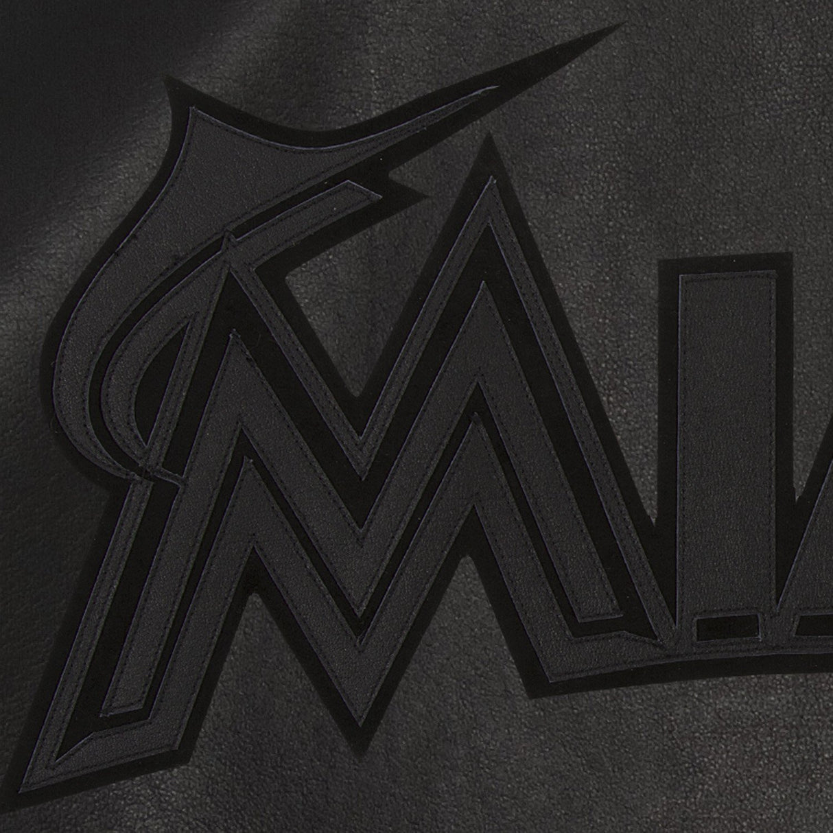 MIAMI MARLINS FULL LEATHER JACKET - BLACK/BLACK