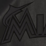 MIAMI MARLINS FULL LEATHER JACKET - BLACK/BLACK