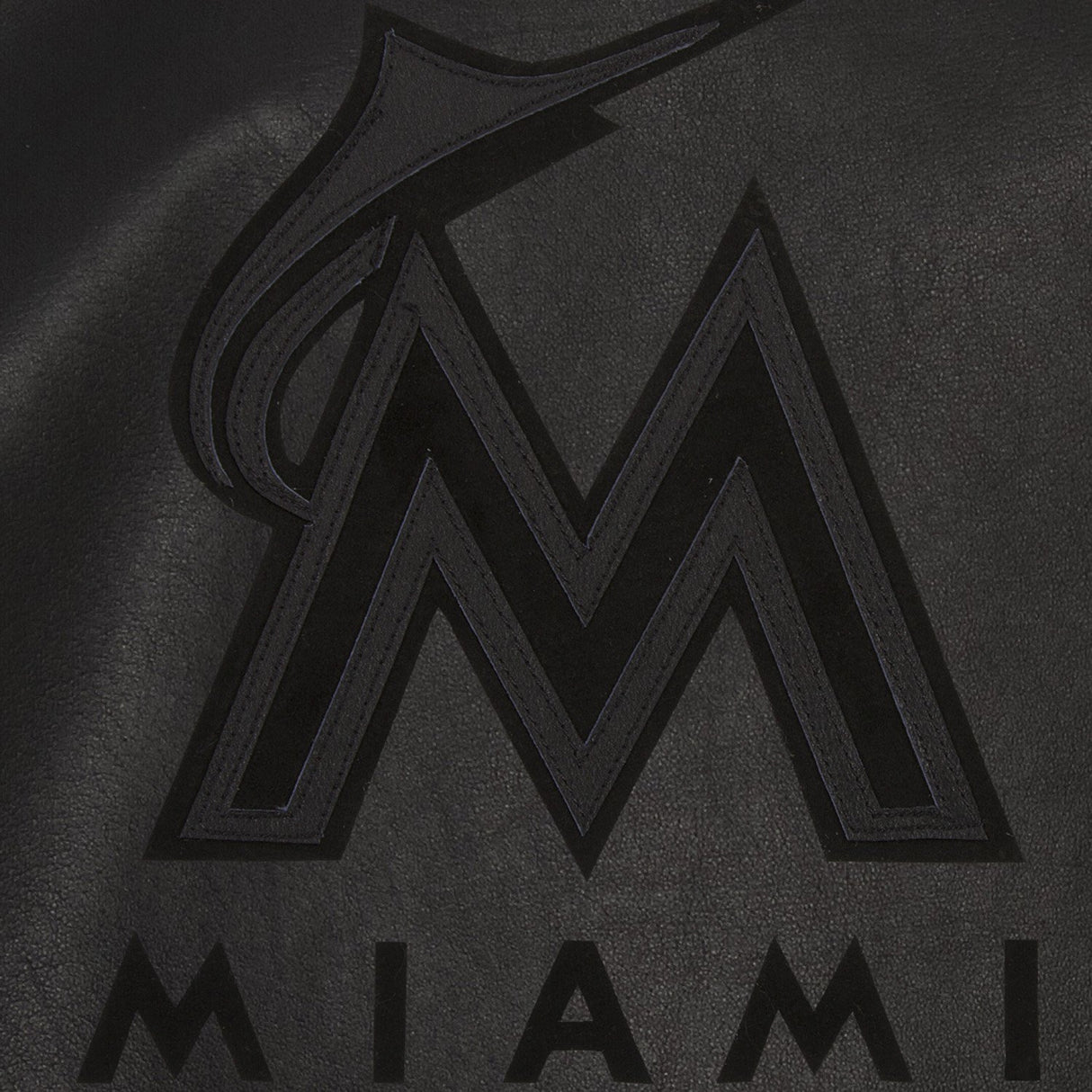 MIAMI MARLINS FULL LEATHER JACKET - BLACK/BLACK