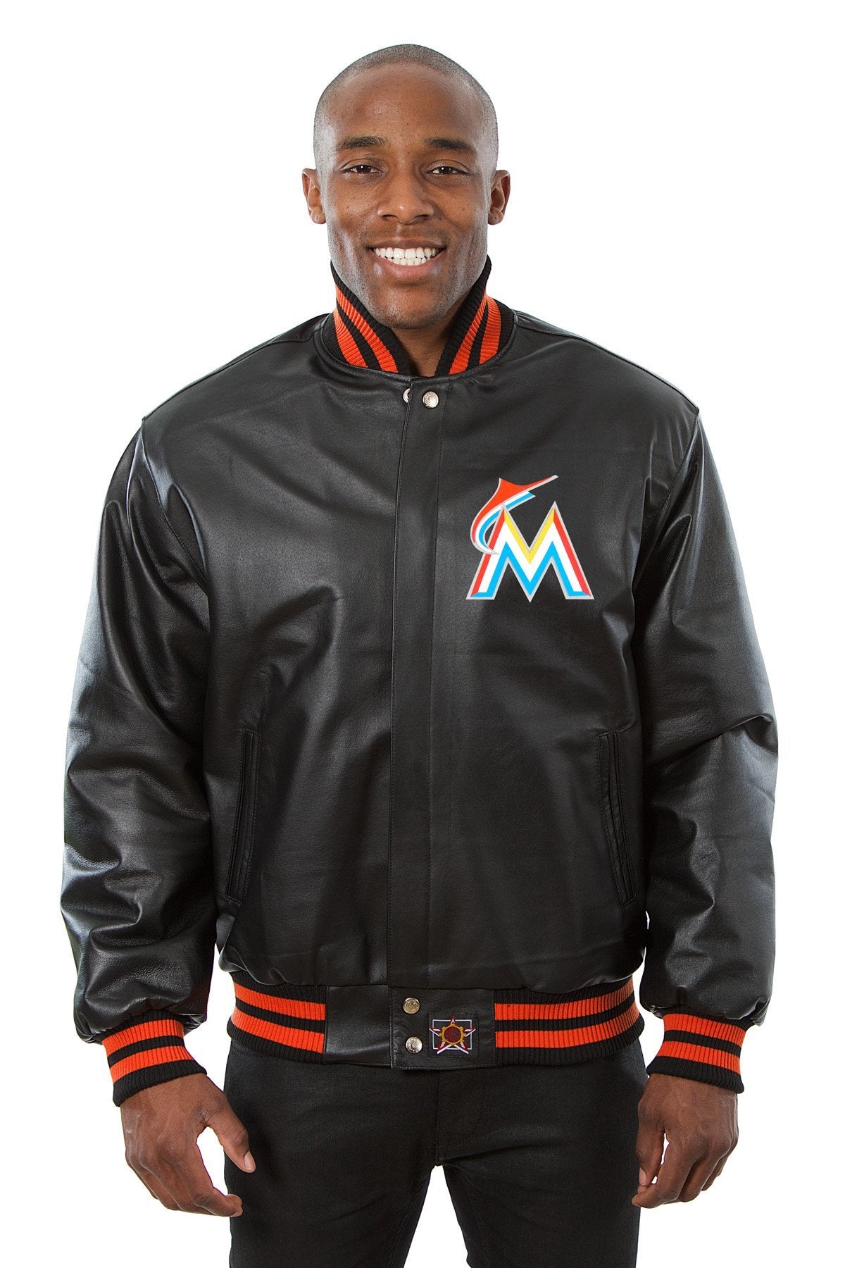 MIAMI MARLINS FULL LEATHER JACKET BLACK Small
