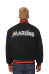 MIAMI MARLINS WOOL JACKET W/ HANDCRAFTED LEATHER LOGOS - BLACK
