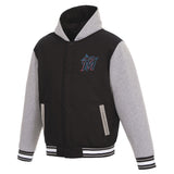 MIAMI MARLINS TWO-TONE REVERSIBLE FLEECE HOODED JACKET - BLACK/GREY