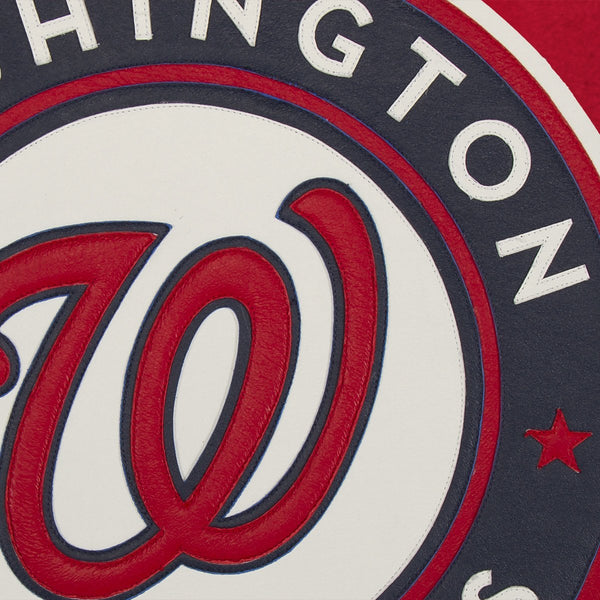 WASHINGTON NATIONALS WOOL JACKET W/ HANDCRAFTED LEATHER LOGOS - RED