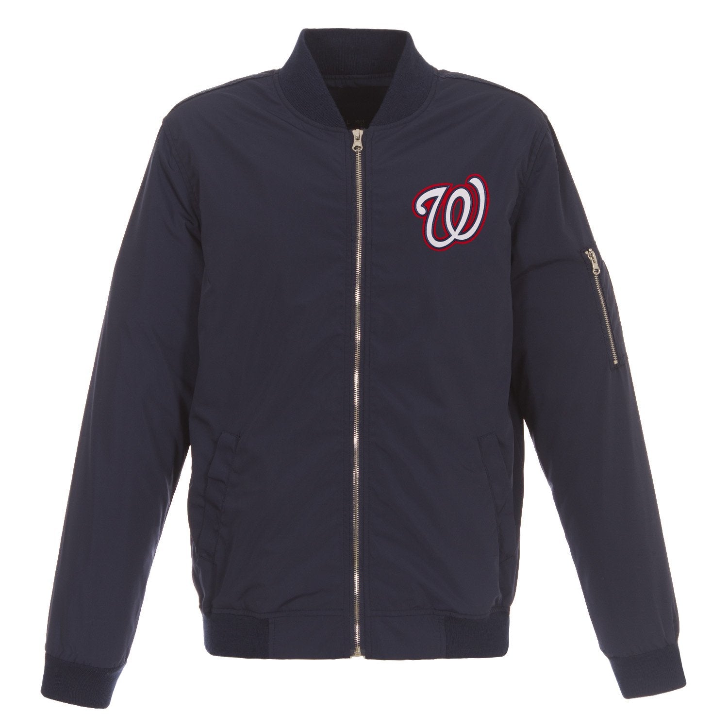 WASHINGTON NATIONALS JH DESIGN LIGHTWEIGHT NYLON BOMBER JACKET – NAVY