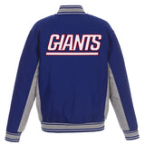 NEW YORK GIANTS JH DESIGN WOOL REVERSIBLE FULL-SNAP JACKET – ROYAL