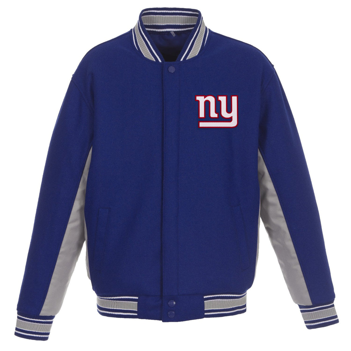 NEW YORK GIANTS JH DESIGN WOOL REVERSIBLE FULL-SNAP JACKET – ROYAL