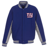 NEW YORK GIANTS JH DESIGN WOOL REVERSIBLE FULL-SNAP JACKET – ROYAL