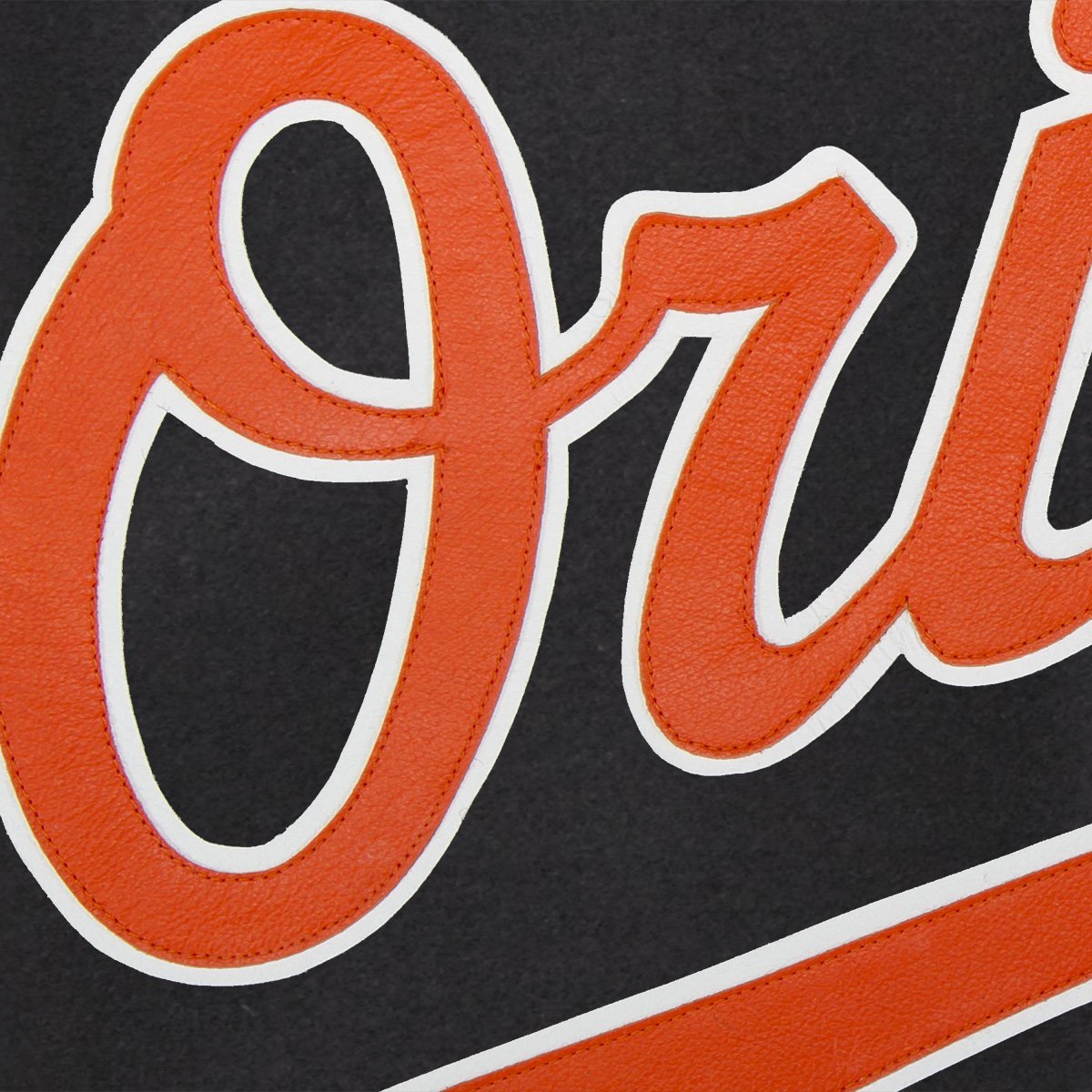 BALTIMORE ORIOLES WOOL JACKET W/ HANDCRAFTED LEATHER LOGOS - BLACK