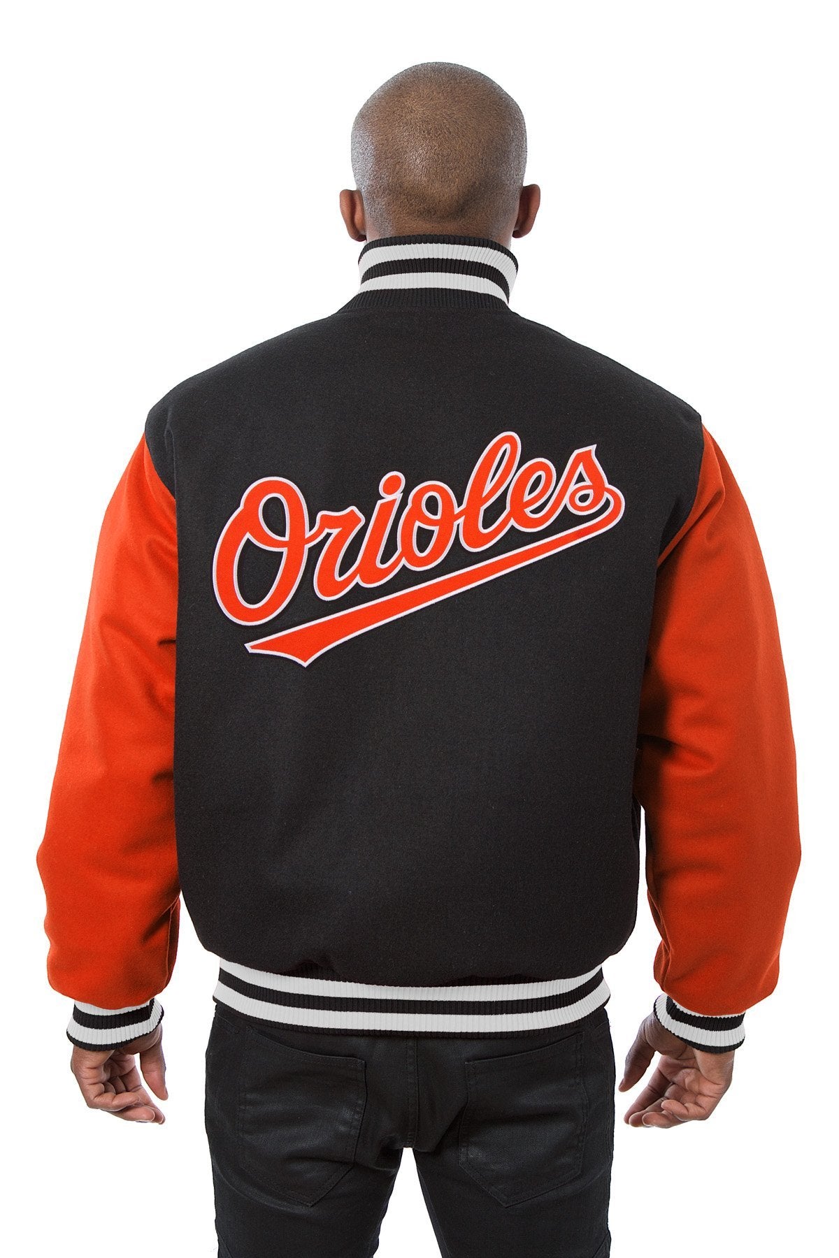 BALTIMORE ORIOLES EMBROIDERED WOOL JACKET - BLACK/ORANGE