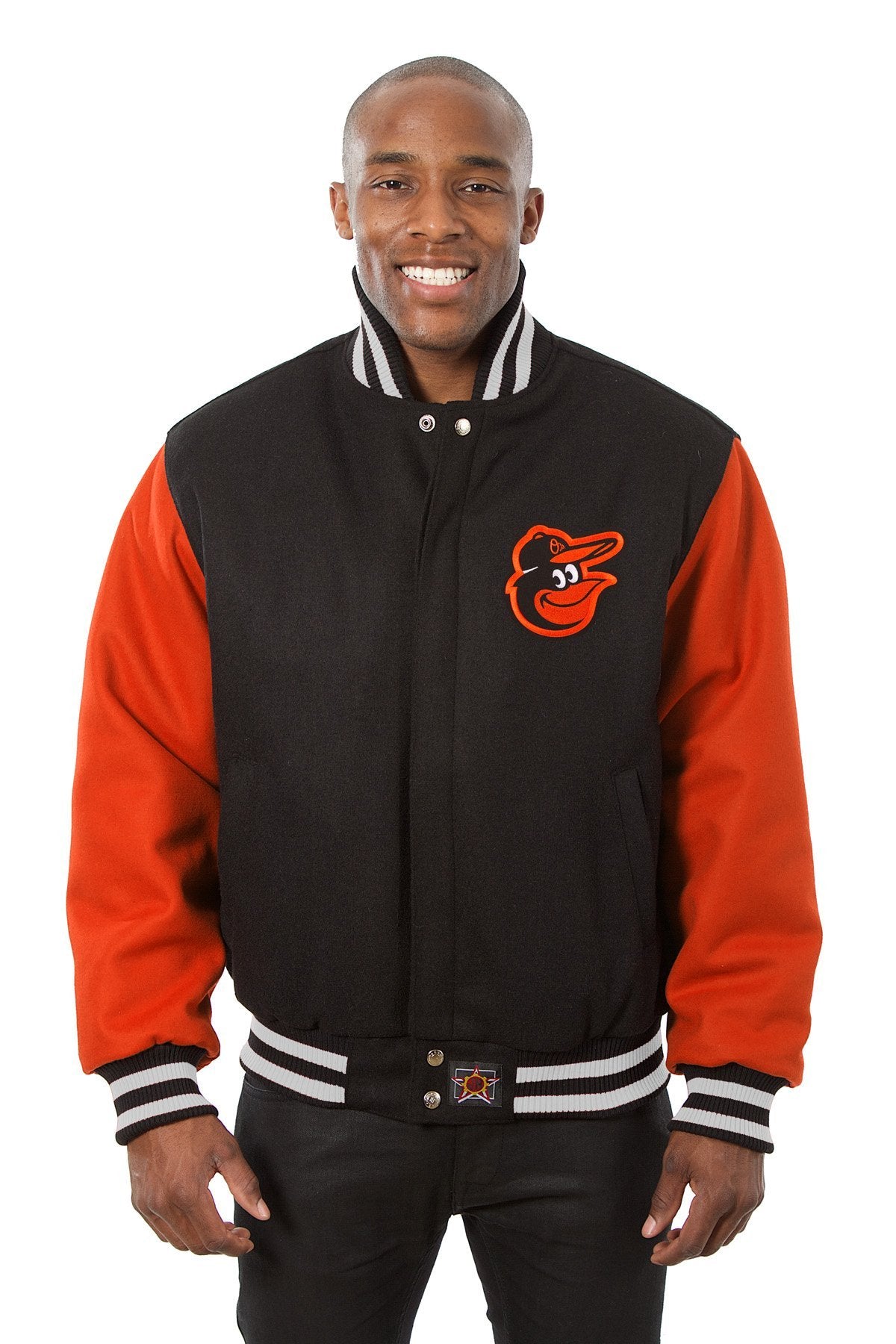 BALTIMORE ORIOLES EMBROIDERED WOOL JACKET - BLACK/ORANGE