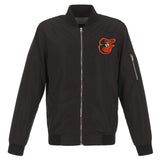 BALTIMORE ORIOLES JH DESIGN LIGHTWEIGHT NYLON BOMBER JACKET – BLACK