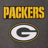 GREEN BAY PACKERS WOOL & LEATHER REVERSIBLE JACKET W/ EMBROIDERED LOGOS - CHARCOAL/GREEN