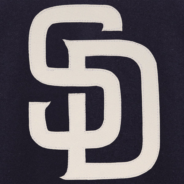 SAN DIEGO PADRES TWO-TONE WOOL JACKET W/ HANDCRAFTED LEATHER LOGOS - NAVY/GRAY