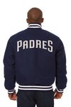 SAN DIEGO PADRES WOOL JACKET W/ HANDCRAFTED LEATHER LOGOS - NAVY