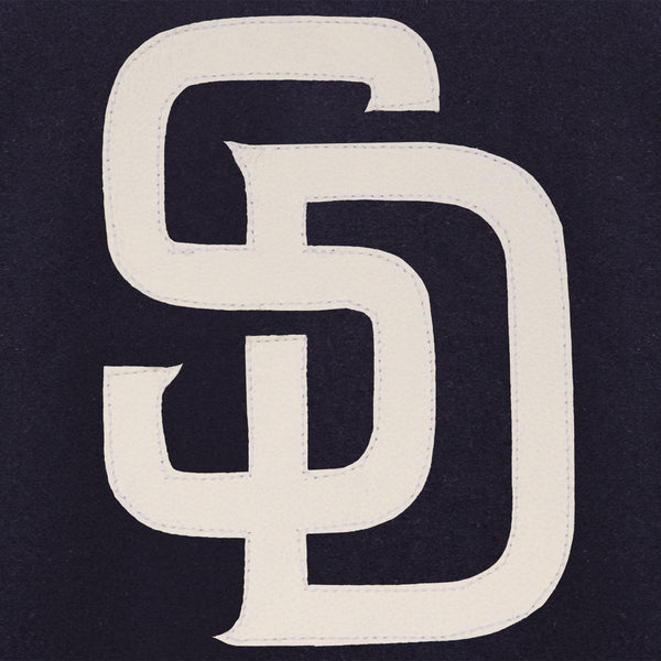 SAN DIEGO PADRES WOOL JACKET W/ HANDCRAFTED LEATHER LOGOS - NAVY