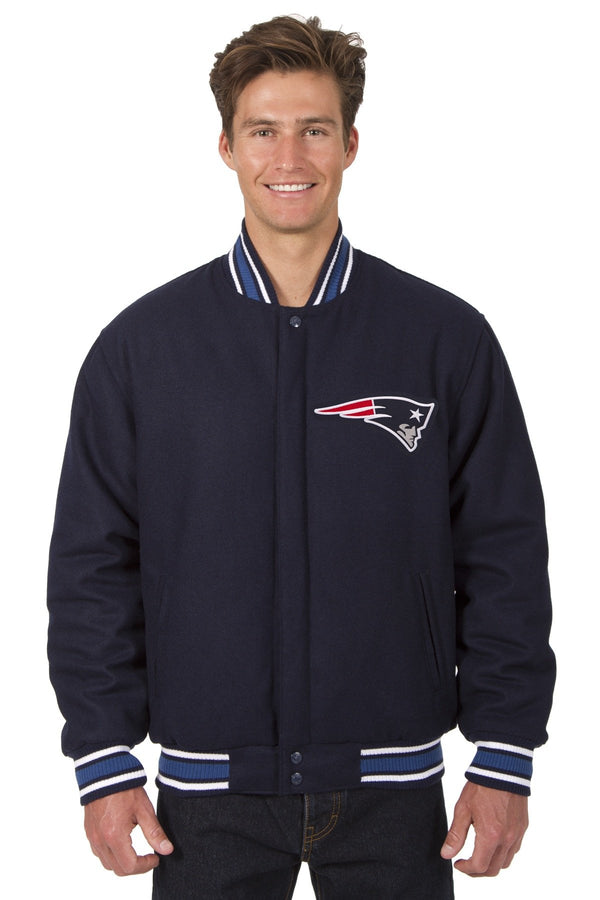 New England Patriots All-Wool Reversible Jacket (Front and Back Logos)