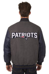 New England Patriots Reversible Wool and Leather Jacket (Front and Back Logos)