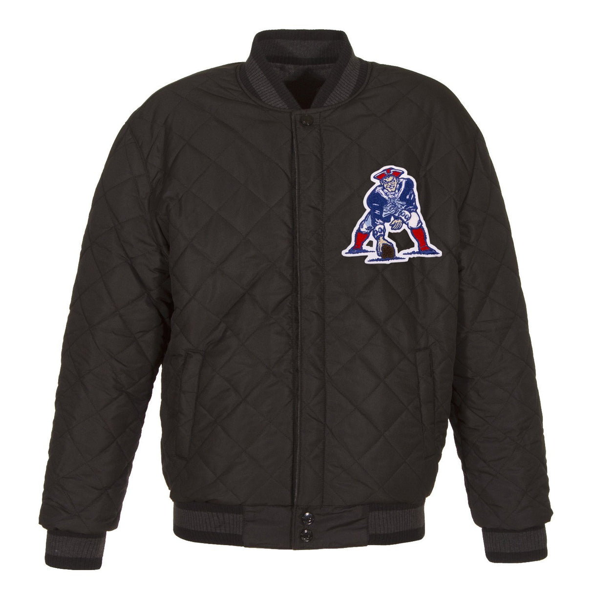 NEW ENGLAND PATRIOTS WOOL & LEATHER THROWBACK REVERSIBLE JACKET - CHARCOAL