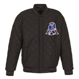 NEW ENGLAND PATRIOTS WOOL & LEATHER THROWBACK REVERSIBLE JACKET - CHARCOAL