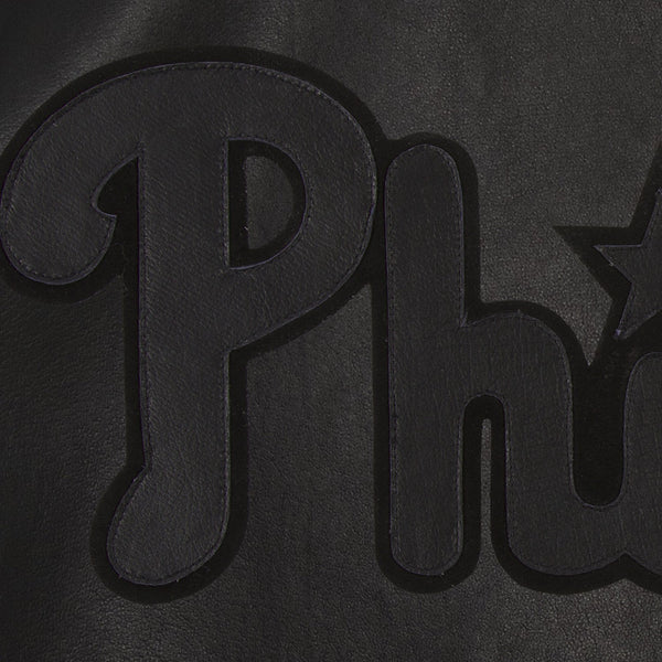 PHILADELPHIA PHILLIES FULL LEATHER JACKET - BLACK/BLACK