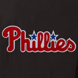 PHILADELPHIA PHILLIES WOOL & LEATHER REVERSIBLE JACKET W/ EMBROIDERED LOGOS - BLACK