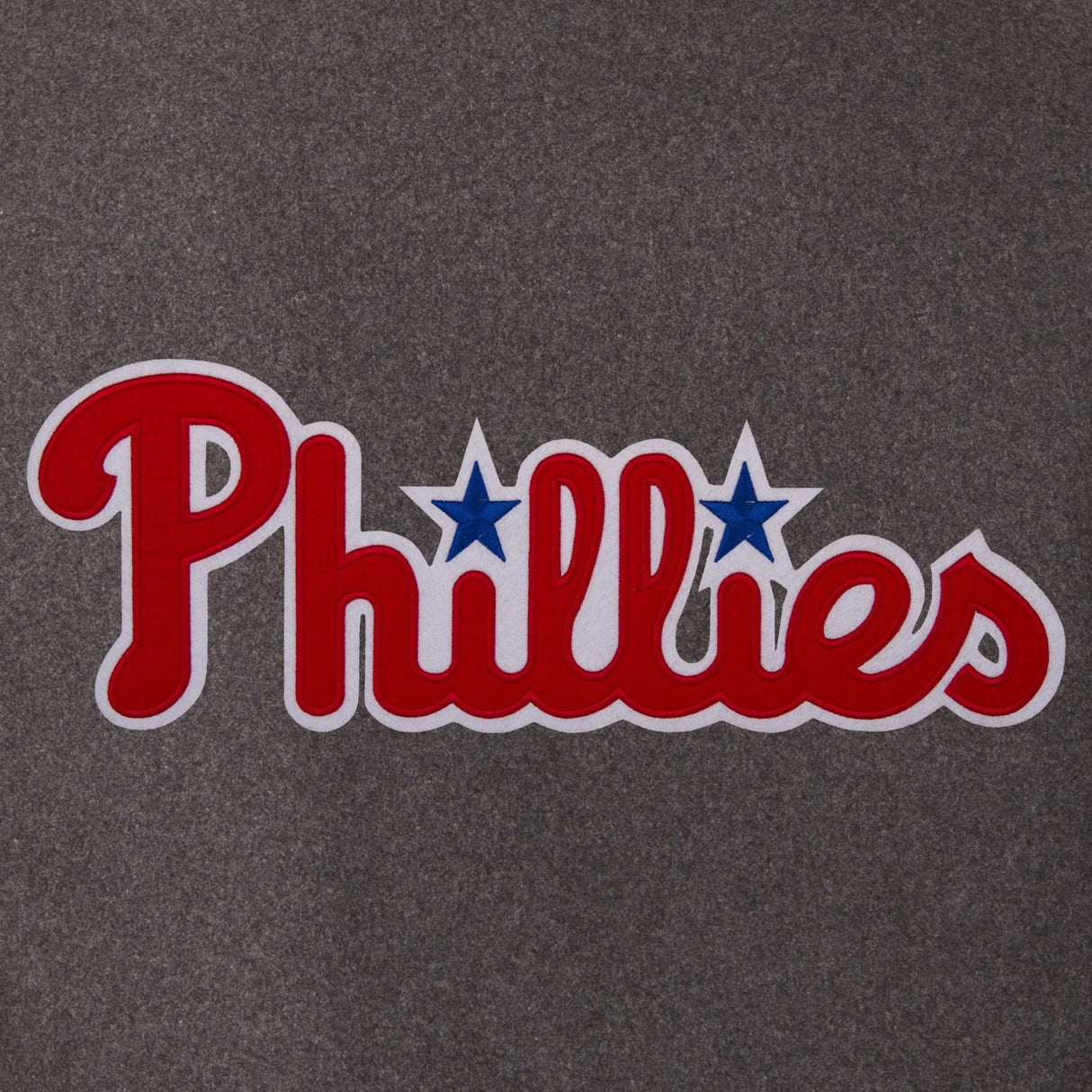 PHILADELPHIA PHILLIES WOOL & LEATHER REVERSIBLE JACKET W/ EMBROIDERED LOGOS - CHARCOAL/BLACK