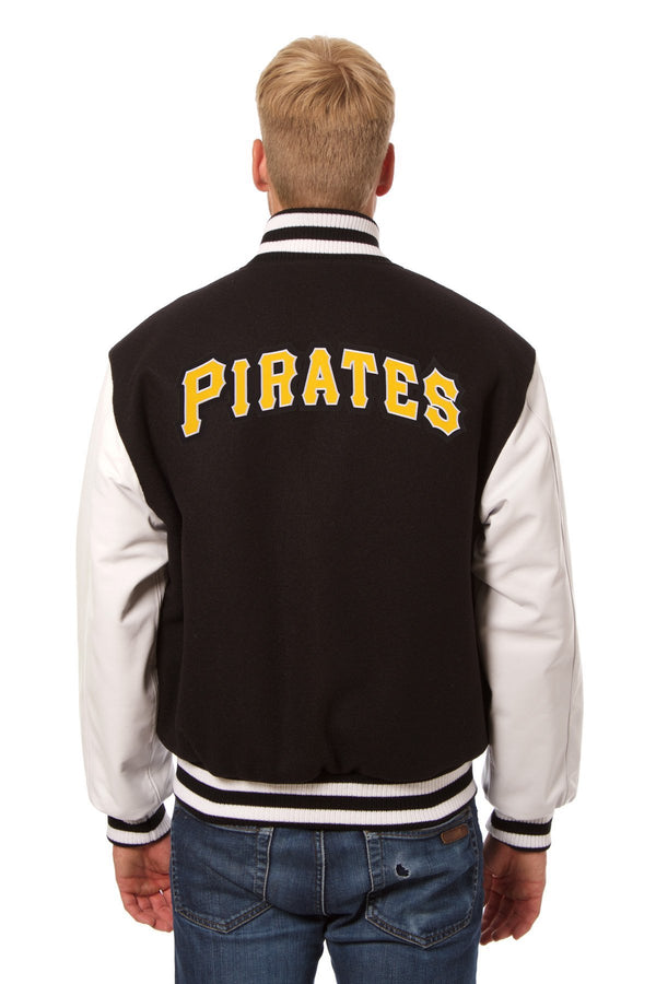 PITTSBURGH PIRATES TWO-TONE WOOL AND LEATHER JACKET - BLACK