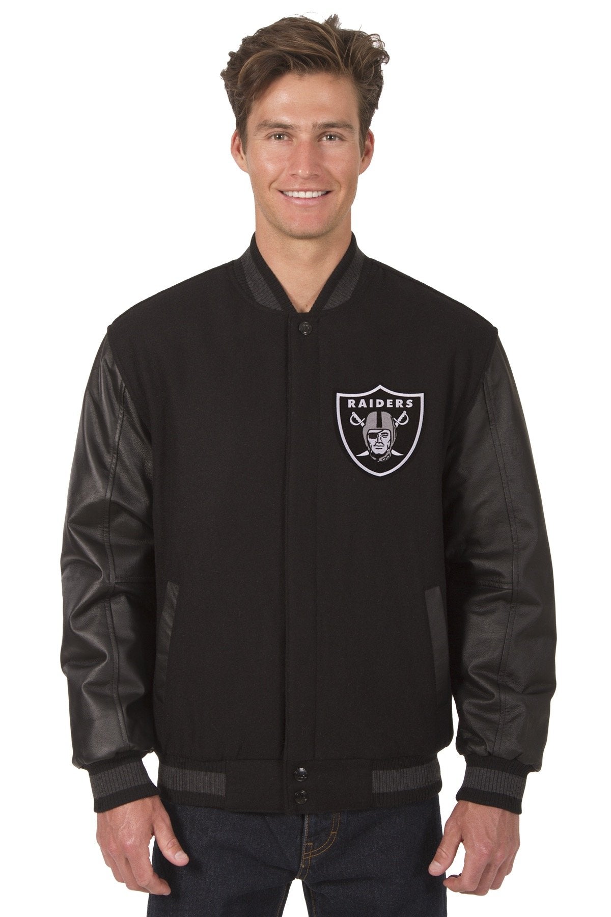Las Vegas Raiders Reversible Wool and Leather Jacket