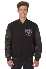 Las Vegas Raiders Reversible Wool and Leather Jacket