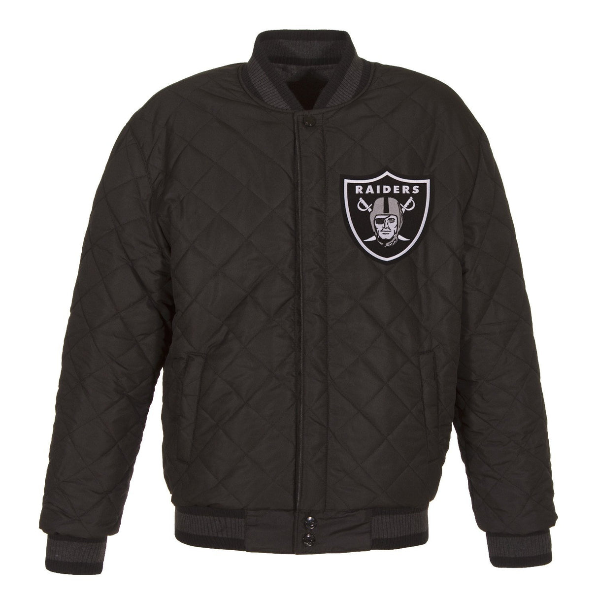 LAS VEGAS RAIDERS WOOL & LEATHER THROWBACK REVERSIBLE JACKET - CHARCOAL