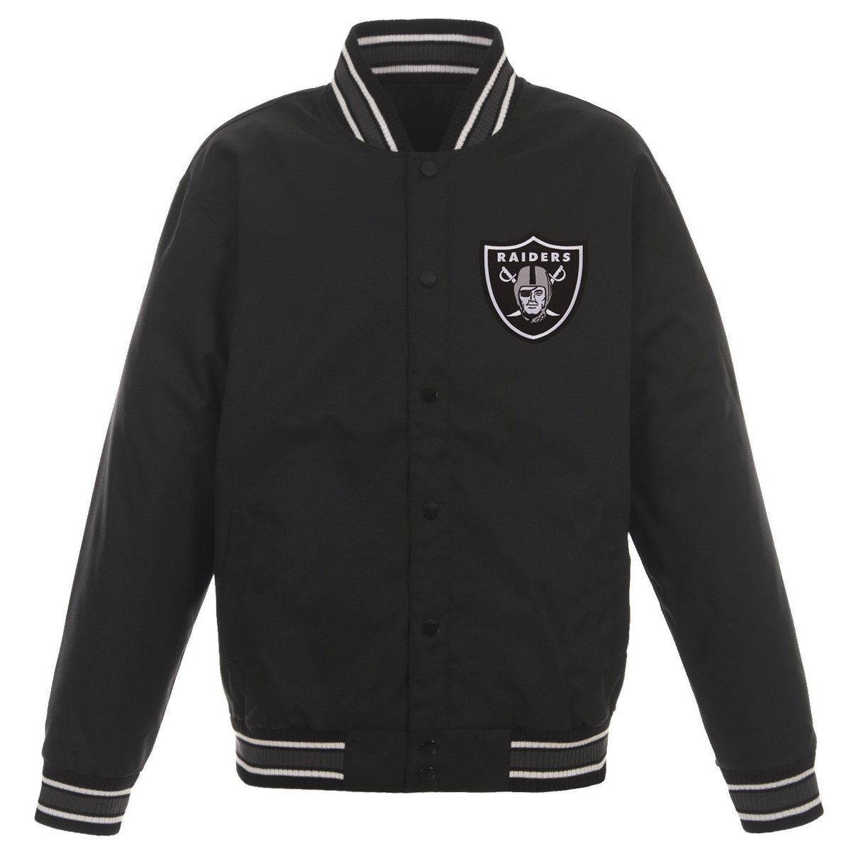 LAS VEGAS RAIDERS POLY TWILL VARSITY JACKET - BLACK