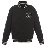 LAS VEGAS RAIDERS POLY TWILL VARSITY JACKET - BLACK