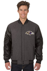 Baltimore Ravens Reversible Wool and Leather Jacket (Front Logos Only)