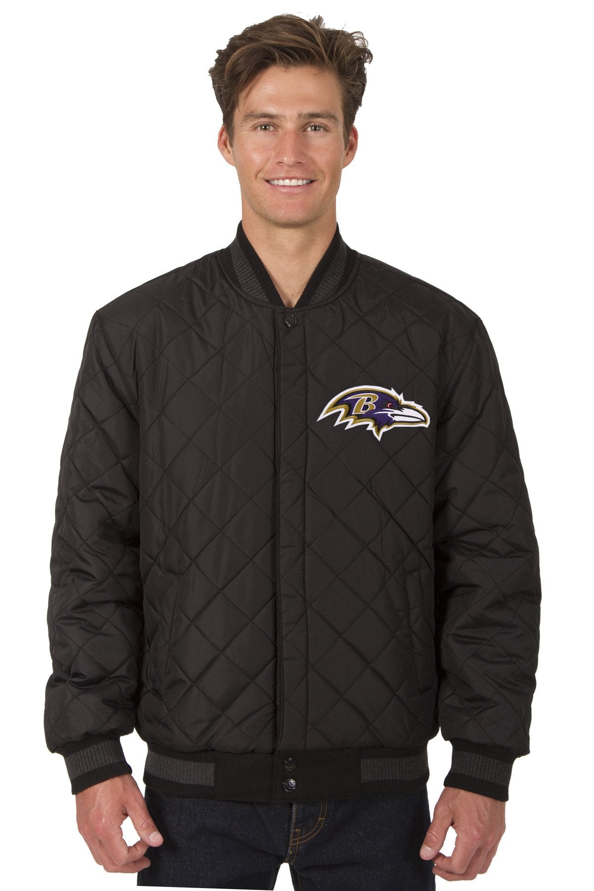 Baltimore Ravens Reversible Wool and Leather Jacket (Front Logos Only)