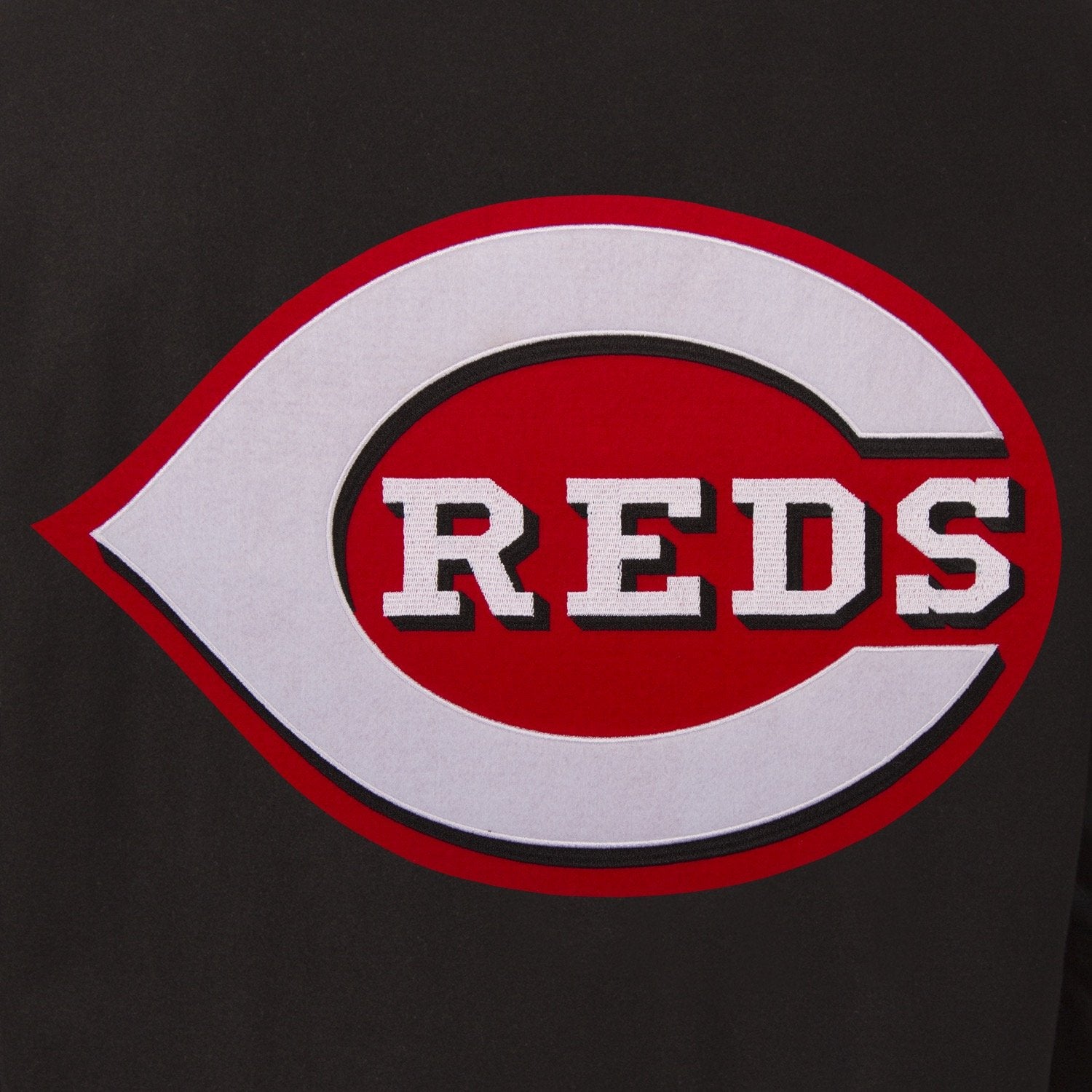 CINCINNATI REDS WOOL & LEATHER REVERSIBLE JACKET W/ EMBROIDERED LOGOS - BLACK