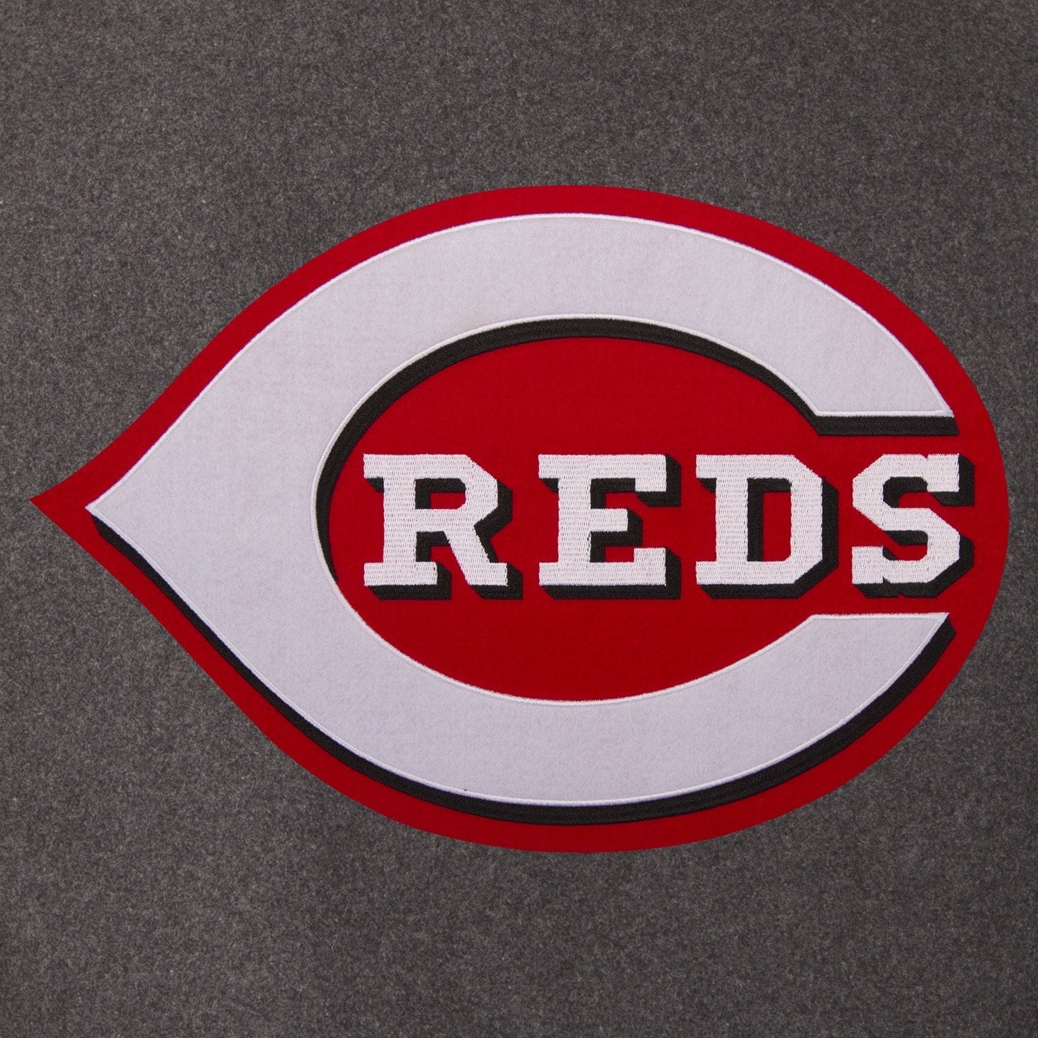 CINCINNATI REDS WOOL & LEATHER REVERSIBLE JACKET W/ EMBROIDERED LOGOS - CHARCOAL/BLACK