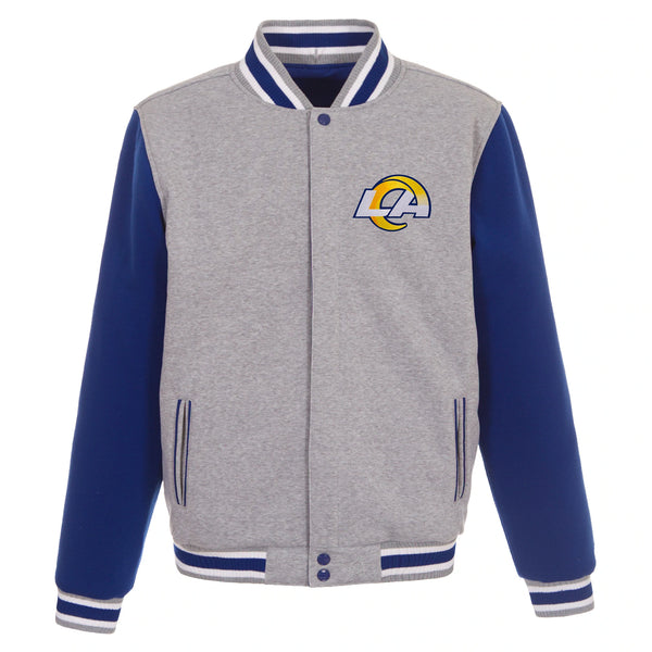 Los Angeles Rams Two-Tone Reversible Fleece Jacket - Gray/Royal