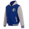 Los Angeles Rams Two-Tone Reversible Fleece Hooded Jacket - Royal/Grey