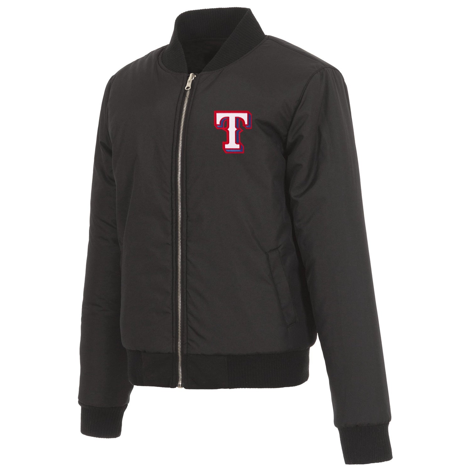 TEXAS RANGERS JH DESIGN REVERSIBLE WOMEN FLEECE JACKET - BLACK