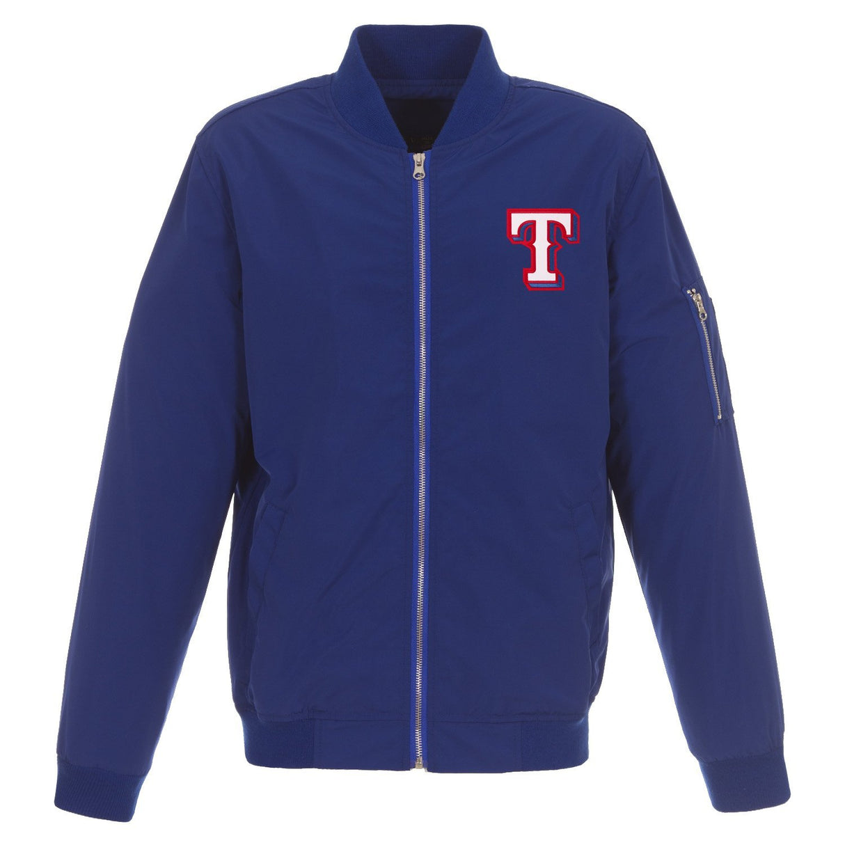 TEXAS RANGERS JH DESIGN LIGHTWEIGHT NYLON BOMBER JACKET – ROYAL