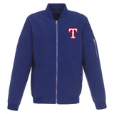 TEXAS RANGERS JH DESIGN LIGHTWEIGHT NYLON BOMBER JACKET – ROYAL