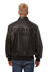 COLORADO ROCKIES FULL LEATHER JACKET - BLACK/BLACK