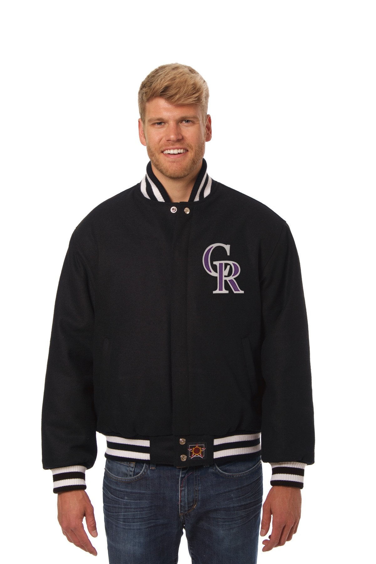 COLORADO ROCKIES WOOL JACKET W/ HANDCRAFTED LEATHER LOGOS