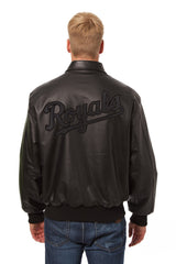 KANSAS CITY ROYALS FULL LEATHER JACKET - BLACK/BLACK