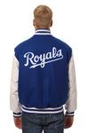 KANSAS CITY ROYALS TWO-TONE WOOL AND LEATHER JACKET - ROYAL