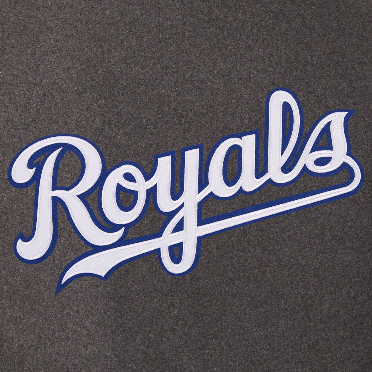KANSAS CITY ROYALS WOOL & LEATHER REVERSIBLE JACKET W/ EMBROIDERED LOGOS - CHARCOAL/BLACK