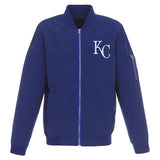 KANSAS CITY ROYALS JH DESIGN LIGHTWEIGHT NYLON BOMBER JACKET – ROYAL