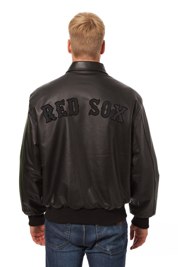 BOSTON RED SOX FULL LEATHER JACKET - BLACK/BLACK